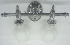 Trans Globe 7142 Two Lamp Vanity Light Fixture Chrome Finish Etched White Glass