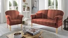 Canapé Frise orientale Juist avec tissu Lara rayures rouge / uni déposé