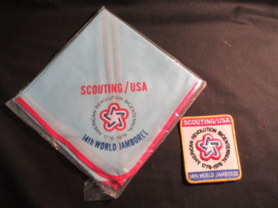 1975 World Jamboree US Contingent Pocket Patch and Neckerchief      SAX