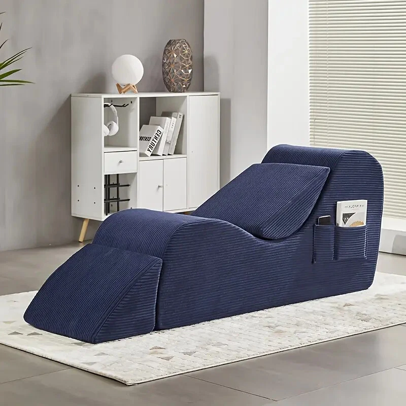 Chaise Lounge con Paquetes Laterales Almohada Lumbar y Reposapiés Silla Unisex Silla Yoga Foto 3 de 4