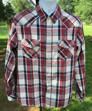Levi  s Western Shirt Pearl Snap Men  s M Red/White/Blue Plaid Long Sleeve