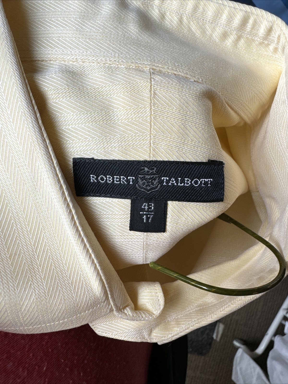 Robert Talbott Yellow Button Front Dress Shirt Me… - image 2