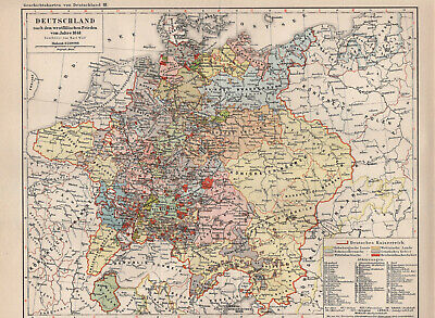 Deutschland nach dem westfälischen Frieden 1648. Alte Landkarte 1910 Mkl7