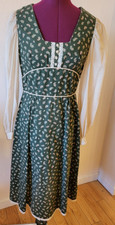 EUC Vintage Hand Made CottageCore 1970s Style Cotton Print Midi Dress, Size XS/S