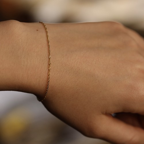 Singapore Chain Bracelet, 14K Solid 