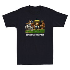 Dogs Playing Pool Art Work Puppies Snooker Pocket Billiards Funny Men's T-Shirt
