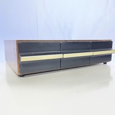 VTG Cassette Audio Tape Holder Storage Case 3 Drawer 36 Tapes Faux Wood Grain