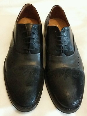 MASSIMO MATTEO Cap Toe Black Oxford Suede Leather Lace-up  display picture 1