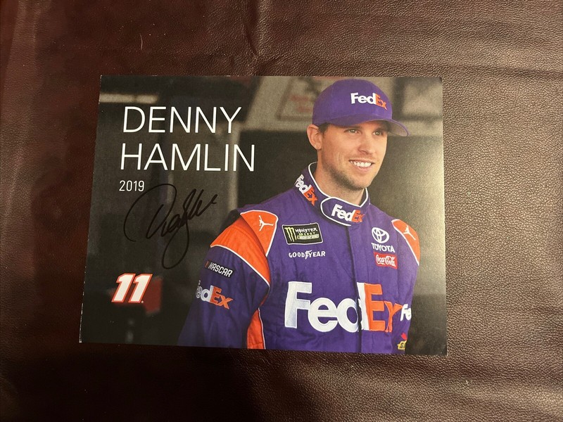 2018 Fedex Racing Denny Hamlin Large Postcard - NASCAR - Autographed!