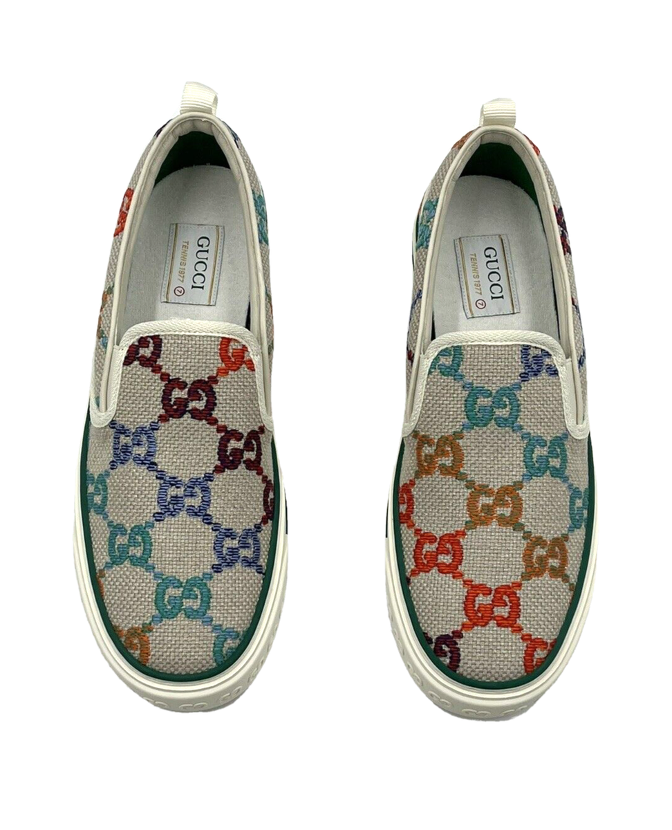 GUCCI Tennis 1977 slip on sneaker with GG Multicolor Logo | eBay GUCCI Tennis 1977 slip on sneaker with GG Multicolor Logo | eBay