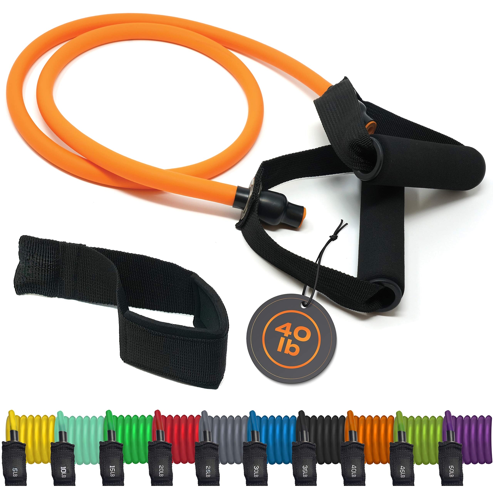 TRIBE Single Resistance Bands Set Exercise Bands Workout Bands with Fitness B...