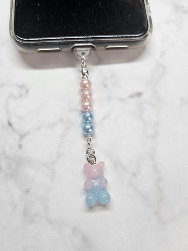 C-port dust plug charm pink and blue bear - Zdjęcie 2 z 3