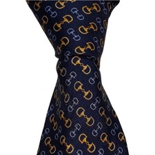 Brooks Brothers Silk Necktie Men's Navy Blue Graphic Preppy Designer Tie EUC
