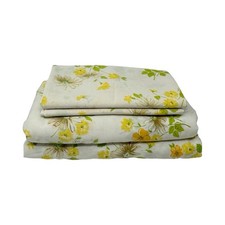 Vintage 70s Morgan Jones Double Full Sheet Set Yellow Floral No Iron Muslin USA