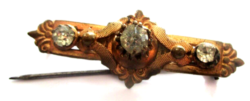 Broche Vintage Plaquée Or FIX Avec Cristaux Type Diamant - Ancienne, En Parfait état