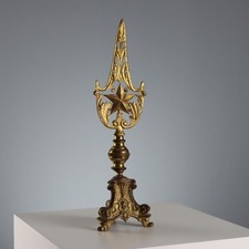 Puntale da Stendardo Antico Bronzo Dorato Italia XIX-XX Secolo Originale