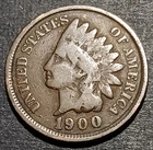 1900 Indian Head Cent Penny Antique U.S.A. 1 Cent Copper Coin Avg Circ