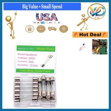 19 Pieces 6x30mm 30A 250V Glass Fuses Fast Blow Pack of 19