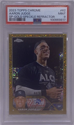AARON JUDGE 2023 TOPPS CHROME GOLD SPECKLE SP YANKEES #44/50 PSA 9 VARIATION SSP