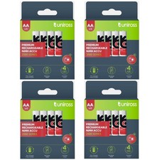 16 x UNIROSS AA 2500mAh NiMH Rechargeable Batteries Pre Charged - LR06 HR06 ACCU 2.62 per battery
