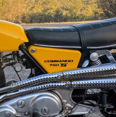 COMMANDO 750 'S' black side panel vinyl sticker pair Norton S Model 1969-70