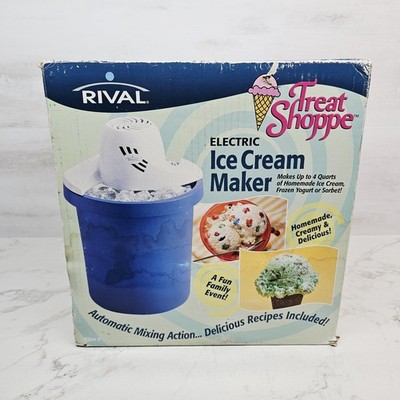 RIVAL 4 QT TREAT SHOPPE ELECTRIC ICE CREAM MAKER WITH MANUAL