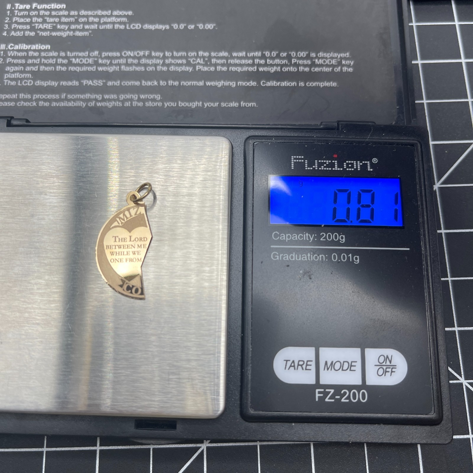 14K Solid Yellow Gold Half Split Pendant Mizpah R… - image 5