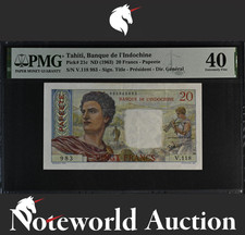 Tahiti Banque de l Indochine 20 Francs ND (1963) P 21c EF PMG 40