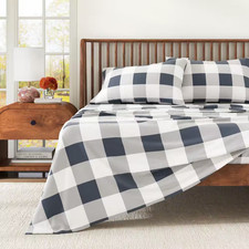 4-Piece Blue 100 Turkish Cotton King Deep Pocket Flannel Sheet Set