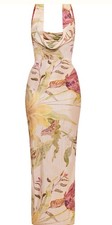 PrettyLittleThing Floral Cowl Neck Maxi Dress Plus Size 22 Sleeveless Multicolor