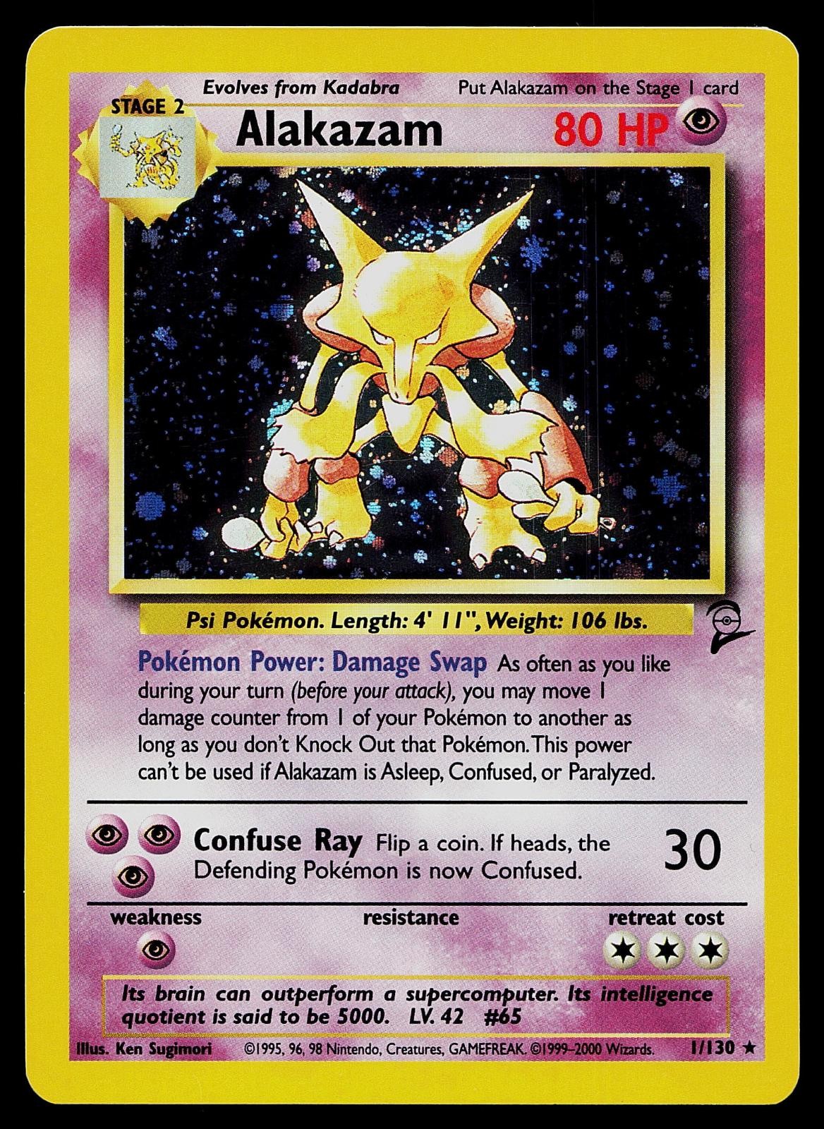 Pokemon Card - Alakazam Base Set 2 1/130 Holo Rare
