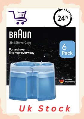 6 Pack Braun Clean Renew Cartridge Refills Shaver Cleaner CCR Lemon Fresh