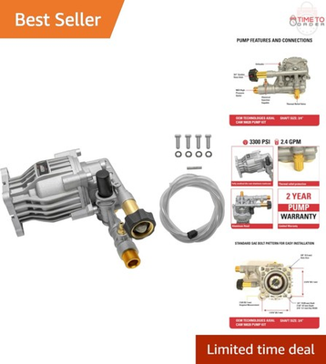 #ad Pressure Washer Pump Kit Aluminum Horizontal 3300 PSI 2.4 GPM Replacement $162.98