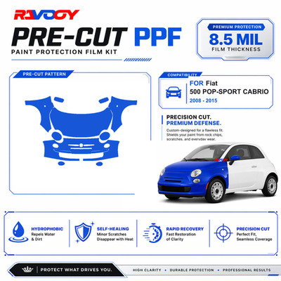 Precut PPF Clear Bra Kit For Fiat 500 POP-SPORT CABRIO 2008-2015