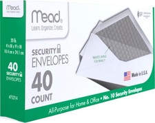 10 Envelopes, Letter Size, 4-1/8" x 9-1/2", Security Printed Lining for Privacy
