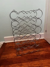 Set of 6 Modular, 4-bottle Metal Wine Rack Holder Chrome