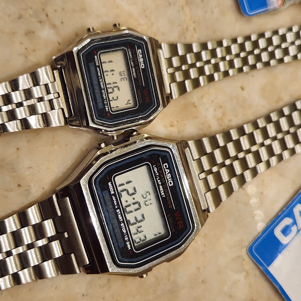 CASIO デジタル ウォッチ ゴールド 593 A159W JAPAN 腕時計 Casio A159W Module 593 Dual Time Alarm Chrono Vintage Rare Wrist