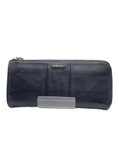 DIESEL Long Wallet Leather Black Plain Men's