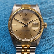 Rolex Datejust 16013 Steel & 18k Gold Champagne Dial Automatic 36mm Circa 1987