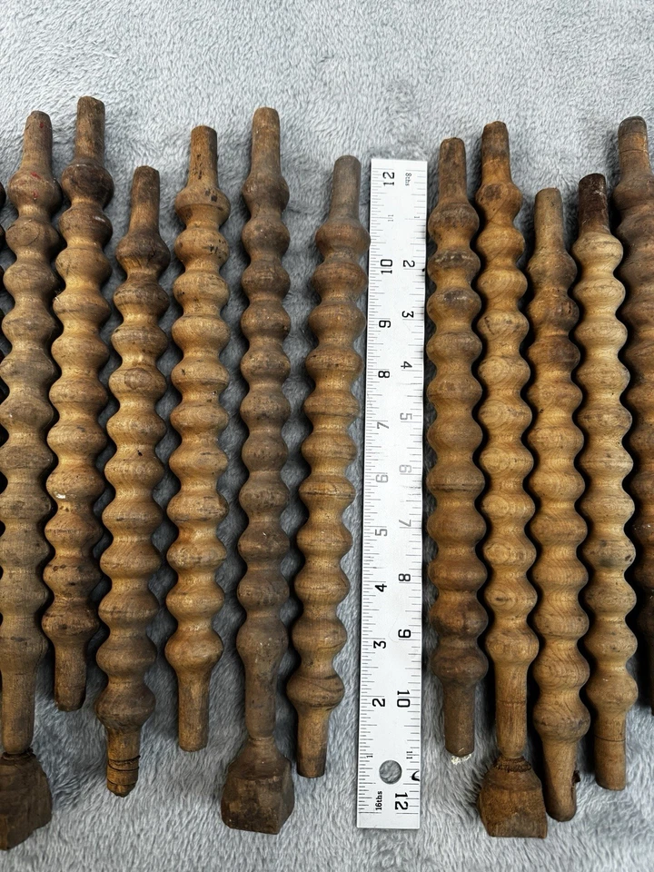 10 HUSILLOS DE MADERA TORNEADOS VINTAGE Cuerda Girada 10,5 a 11,5 longitud media Foto 4 de 4