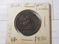 1850 Bank of Upper Canada One Half Penny Token - George Slaying the Dragon - VF