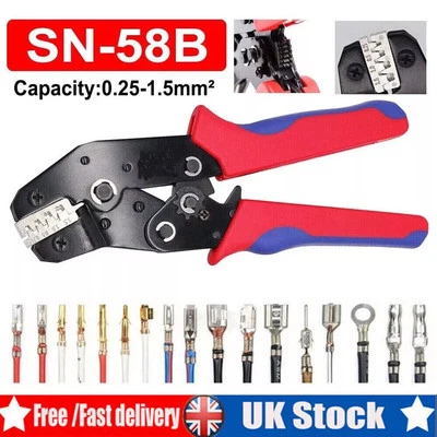 SN-58B Ratchet Crimping Plier Crimper Tool 0.25-1.5mm² AWG24-16 for Terminal Kit