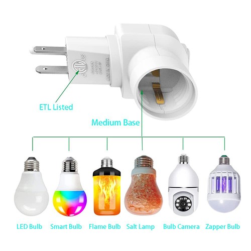 2Pack E26/E27 Light Bulb Socket Converter 360° Rotatable Lamp Holder Adapter - Picture 7 of 12
