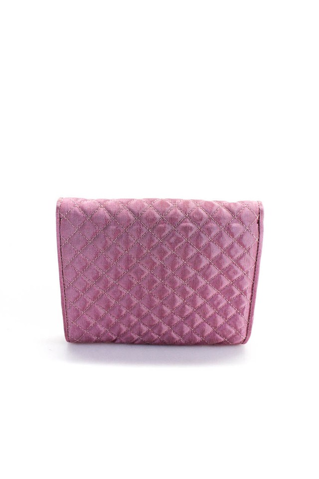 Maus & Hoffman Womens Quilted Gold Tone Clutch Handbag Pink LL19LL eBay