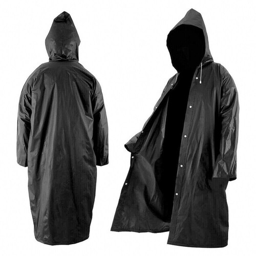 Waterproof Raincoat Jacket Mens Womens Long Hooded Rainwear EVA Rain Coat - Picture 7 of 11