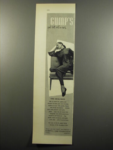 1950 Gump's Jacket and Trousers Ad - Cool Social Mixer - 第 1/1 張圖片