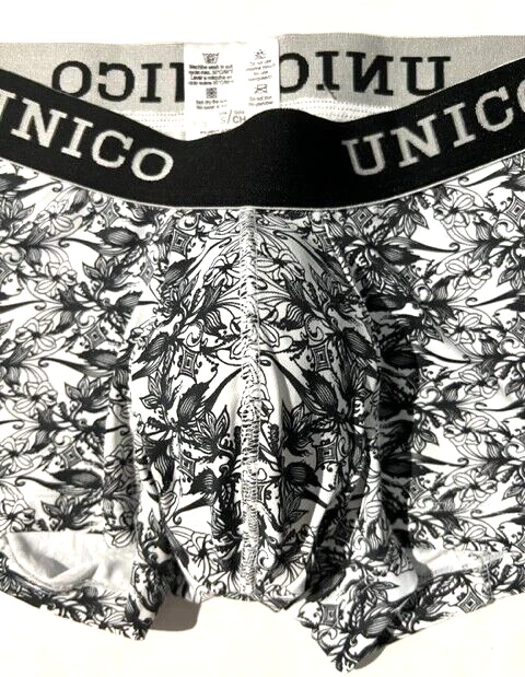 New MUNDO UNICO Mens Black Wht Print Microfiber Trunk Boxer Brief Underwear sz S - Image 3 of 4