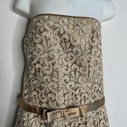 NWOT Jessica McClintock Satin/Lace Overlay Strapless Mini Dress Women Size 14 - Picture 8 of 16