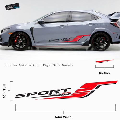 Honda Civic Sports Graphic Decal Sticker. Type-R Racing Stripes, Universal Fit. - Picture 13 of 20