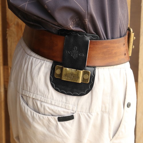 TOURBON Cuero Negro Cinta Medida Clip Funda Marco Portaherramientas Ajuste Cinturón 2" - Imagen 6 de 21